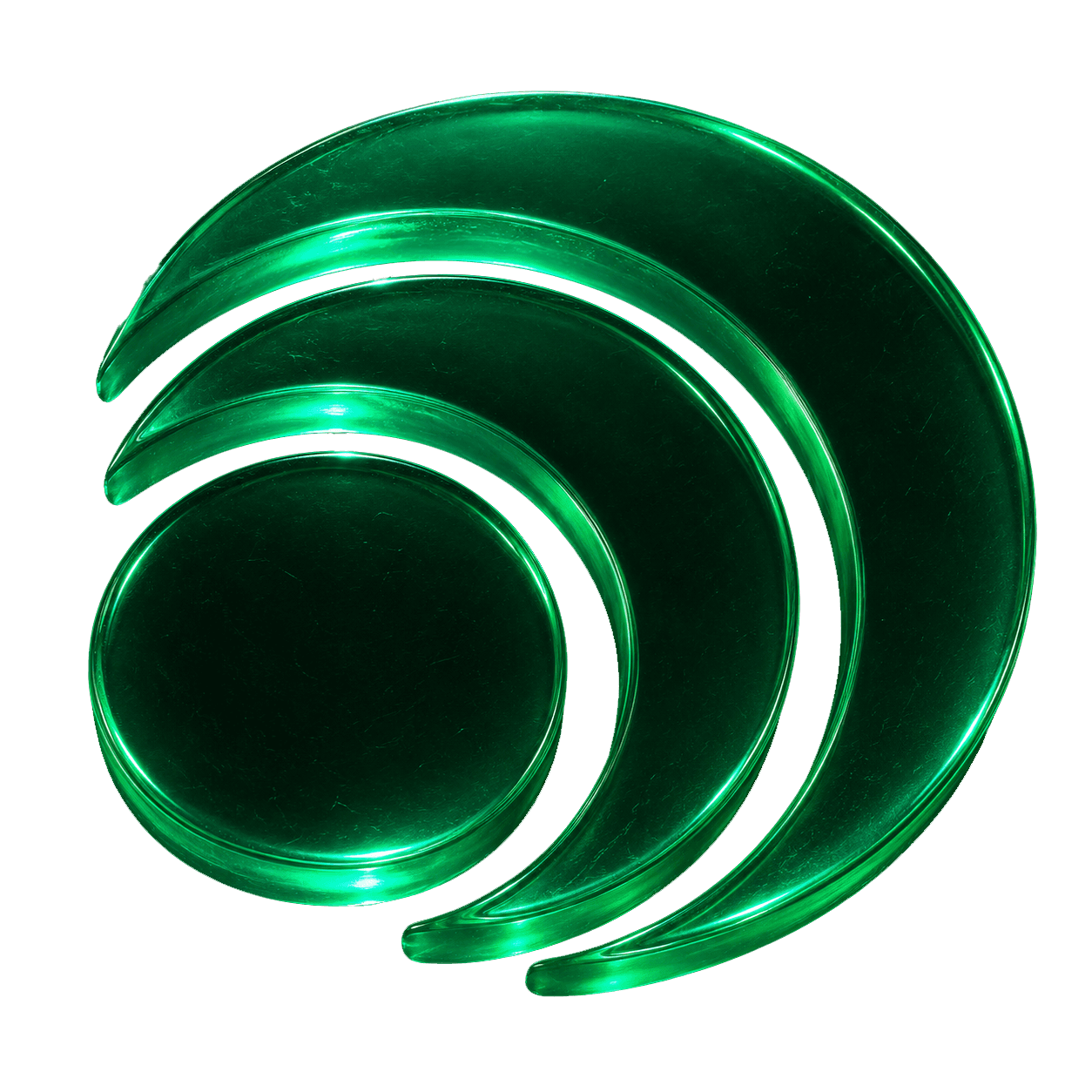 Sculptural green Orivox brand mark